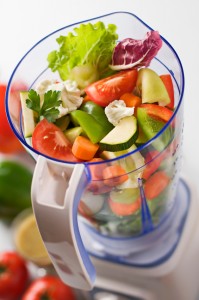 Vegetables in blender for healthier diet